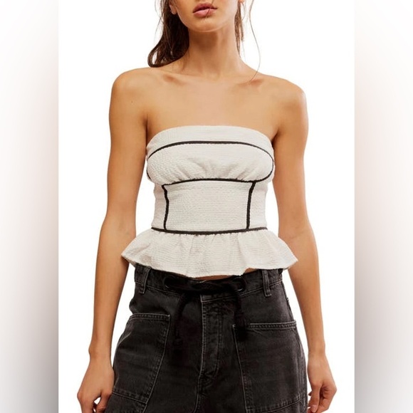 *NWT* Free People Tara Tube Top in Bw Combo - Picture 2 of 9